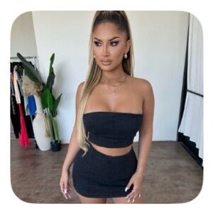 Black Denim Women's Skirt Set